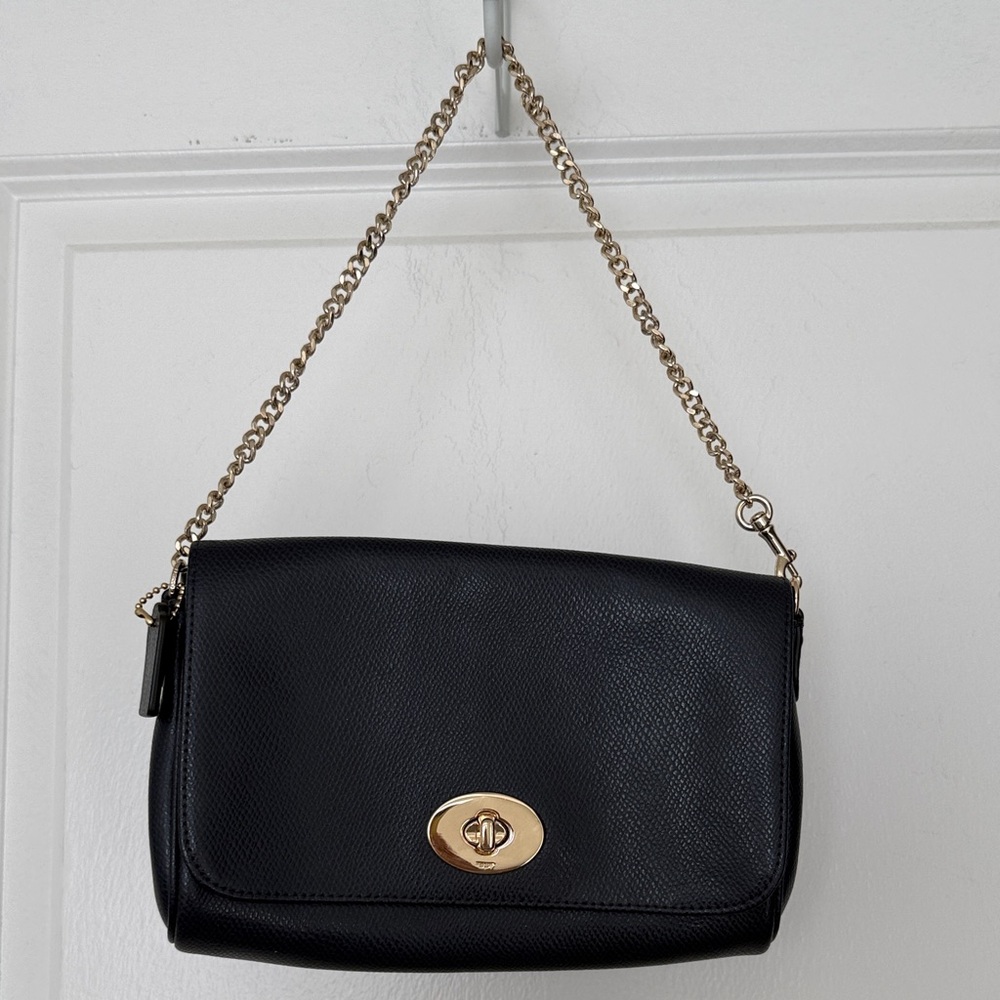 Coach navy Leather Shoulder Bag